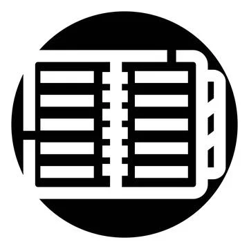 Open notebook with blank pages in circle Stock Illustration
