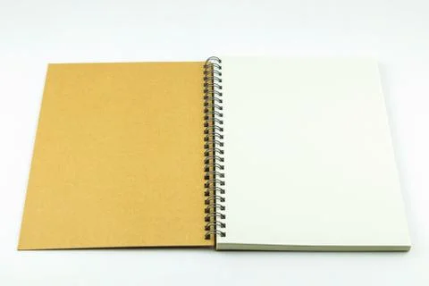 Open notebook cover on white background Foto stock