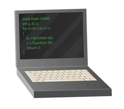 Open Notebook Depicting Coding Process Vector Illustrazione stock