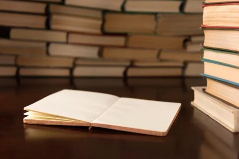 Open notebook  on the desktop Stock Photos