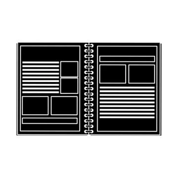 Open notebook with documents icon image Stock Illustration