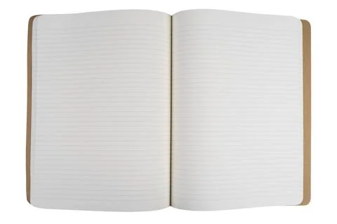 Open notebook empty pages top view. Lined notepad isolated on white backgro.. Stock Photos