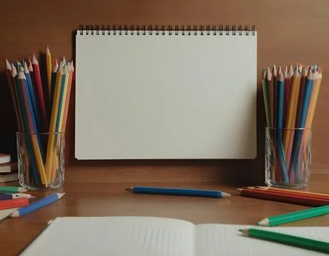 An open notebook with a free space in the middle on the wall and lined with.. Fotos de archivo