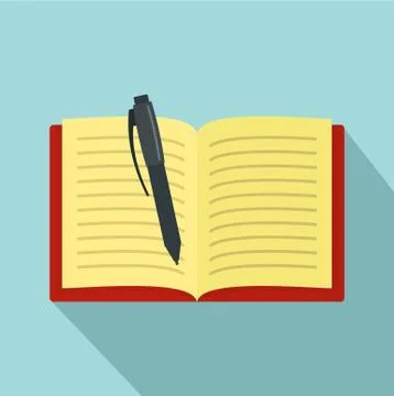Open notebook icon, flat style Illustrazione stock