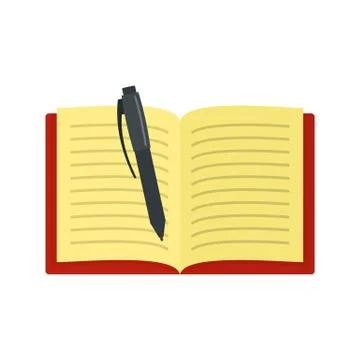 Open notebook icon, flat style Stock Illustration
