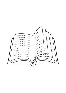 Open Notebook with Lined Pages and Flipping Sheets Line Art Stock Illustration