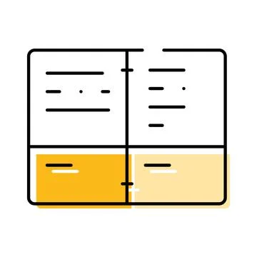 Open notebook with notes for studying and research Stock Illustration