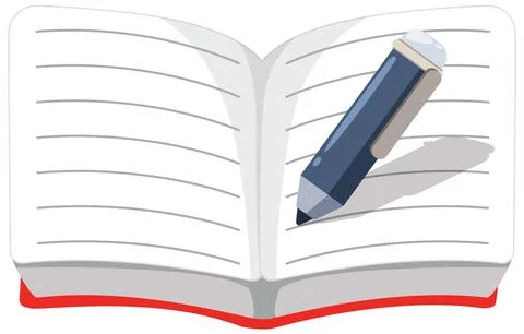 Open Notebook with Pen Illustration Stock Illustration