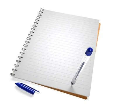 Open notebook with pen, isolated on white Stock Illustration