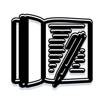 Open notebook with pen writing notes icon Stock Illustration