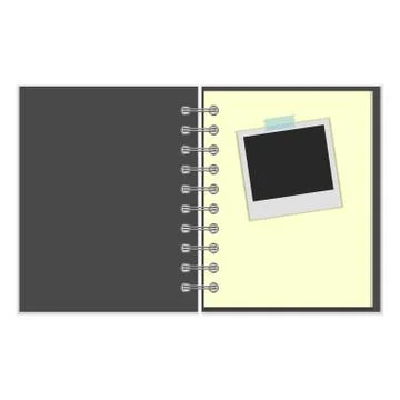 Open notebook with photo Illustrazione stock