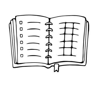 Open notebook planner diary pages doodle illustration Stock Illustration
