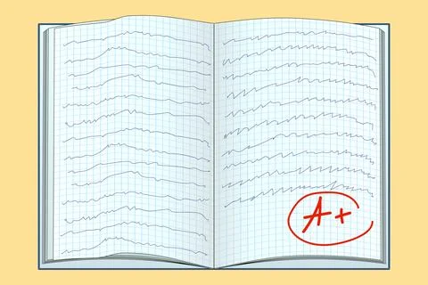 Open Notebook with A-plus Grade Stock Illustration