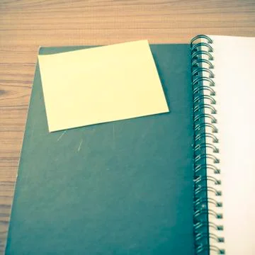 Open notebook with post it Stock Photos
