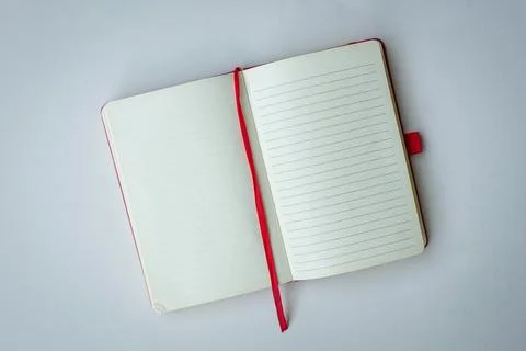 Open notebook with red bookmark Stock Photos