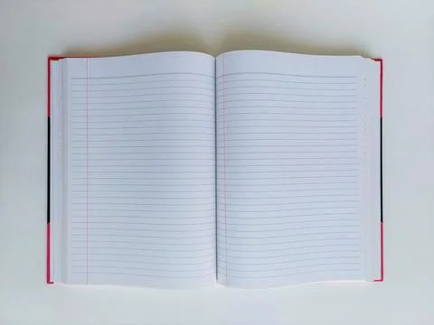 Open Notebook with Ruled and Lined Blank Paper Pages Stock Photos