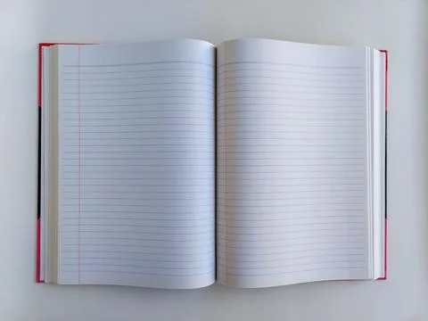 Open Notebook with Ruled and Lined Blank Paper Pages Stock Photos
