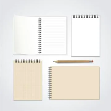 Open notebook set with pen Stock Illustration