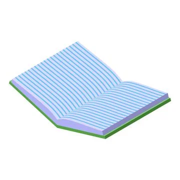 Open notebook showing lined pages in isometric view Stock Illustration