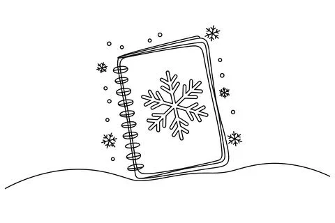 Open Notebook with Snowflake on White Background spiral binding Stock Illustration