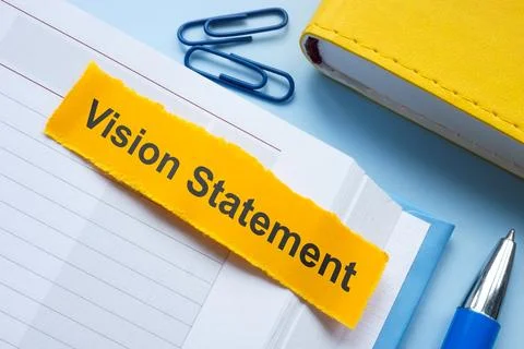 Open notebook with vision statement. Goal setting. Stock Photos