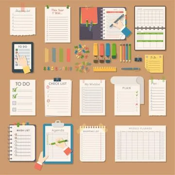 Open notebooks clean pages diary template booklet blank paper writing pad Stock Illustration