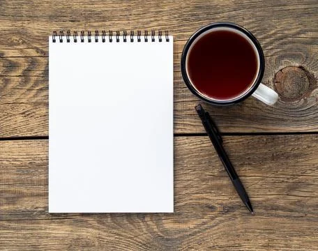 Open notepad with a clean white page Stock Photos