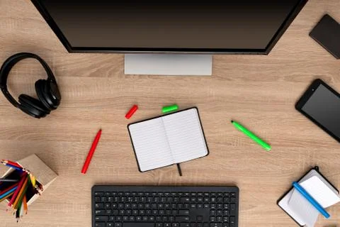 Open notepad with empty space for custom logo or text Stock Photos