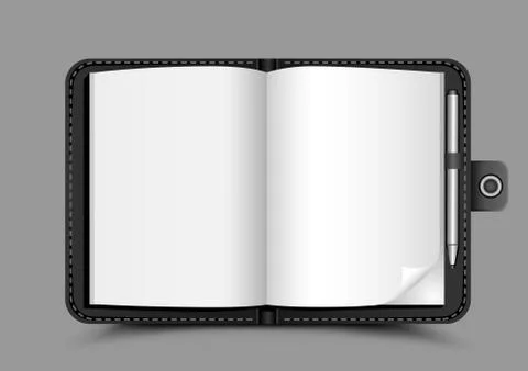 Open notepad gray background Stock Illustration