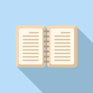 Open notepad icon flat . Letter text Stock Illustration