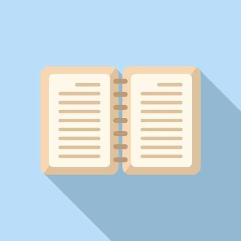 Open notepad icon flat vector. Letter text 스톡 일러스트