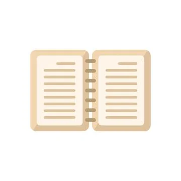 Open notepad icon flat vector. Letter text Stock Illustration