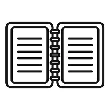 Open notepad icon outline . Letter text Stock Illustration
