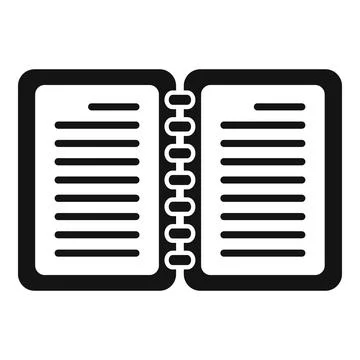 Open notepad icon simple . Letter text Stock Illustration