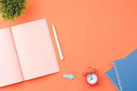 Open notepad, office desktop concept. Stock Photos