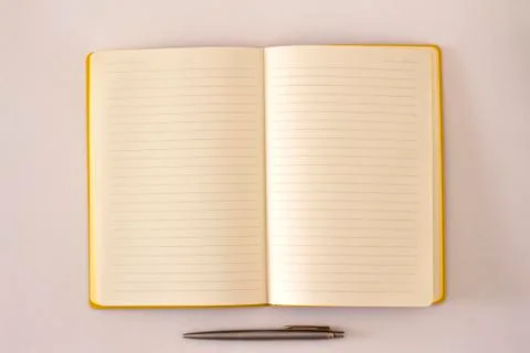 Open notepad on white background Foto stock