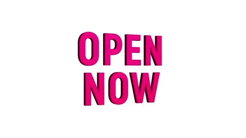 Open now 3d text animation with horizontally word rotating effect. seamless.. Stock Footage 313775436