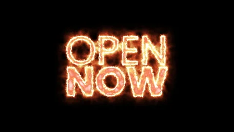 Open now fire animation text. Stock Footage 254070321