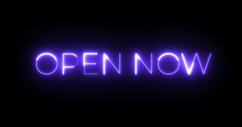 Open now neon text animation Video stock 287401702