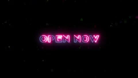 Open Now Neon text flickering Animation. Stock Footage 313359604