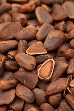 Open nuts on the table with clean and bright background Stock Photos