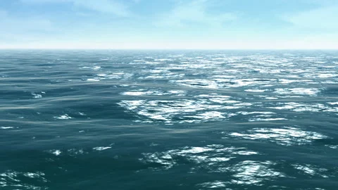 Open Ocean Water Surface with Sunlight Reflections, Seamless Loop Stock Footage 347829298