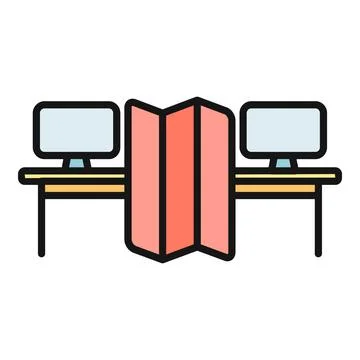 Open office cubicle with computer work stations and partition Stockillustratie