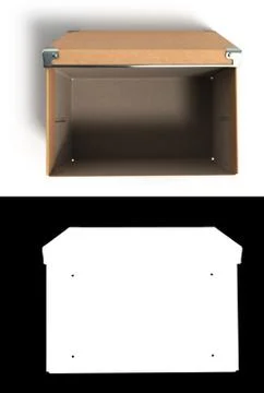 Open Office paper box for documents 3d illustration on white with alpha Stock Illustration