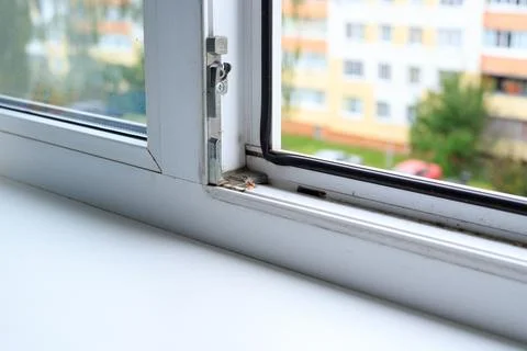 Open Office Window Glass Panel and Frame for Professional Commercial Cleani.. Stock Photos