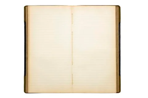 Open old blank diary on white Stock Photos
