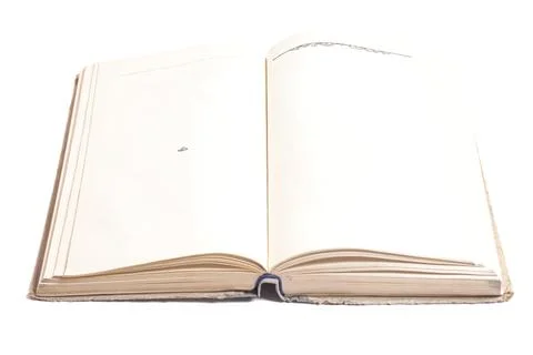 Open old book isolated on white background. Stock Photos