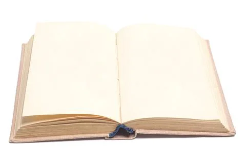 Open old book isolated on white background. Stock Photos
