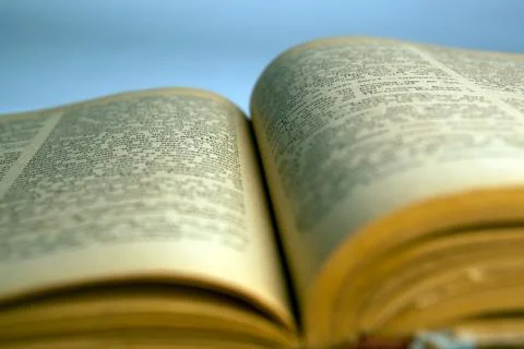 Open old book text close-up Foto stock