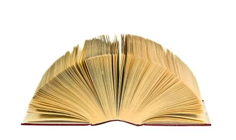 Open old book on white background. isolated Stock Photos